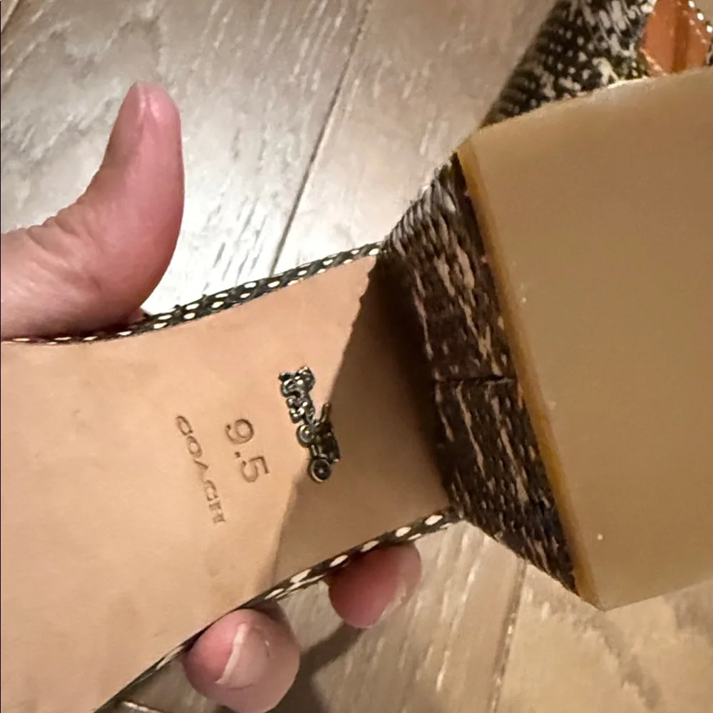 Coach Monochrome Patterned Heels with Ankle Strap - Picture 5 of 6